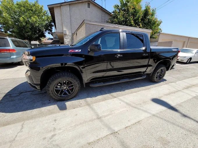 Black Chevrolet Silverado Z71 truck detailed to a deep gloss finish