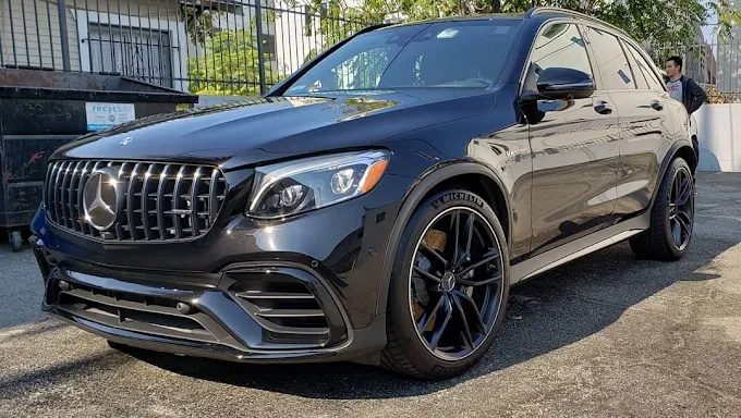 Black Mercedes-AMG GLC 63 with a mirror-shine paint correction finish